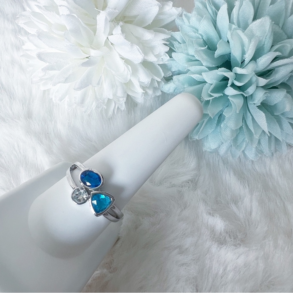 FLAW SEE DESCRIPTION Ring Size 10 Sapphire Aquamarine Topaz Sterling Silver 925 - Picture 3 of 11